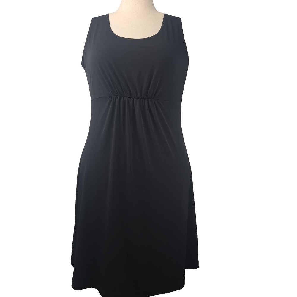 Chico's Size 2 Black Lightweight Stretch Knit Sleeveless Unlined Dress